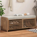 Banc de rangement style persiennes, blanc délavé / expresso / bleu marine / gris / blanc, 1 place