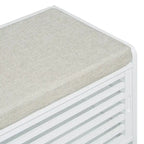 Banc de rangement style persiennes, blanc délavé / expresso / bleu marine / gris / blanc, 1 place