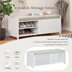 Banc de rangement style persiennes, blanc délavé / expresso / bleu marine / gris / blanc, 1 place