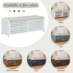 Banc de rangement style persiennes, blanc délavé / expresso / bleu marine / gris / blanc, 1 place