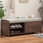 Banc de rangement style persiennes, blanc délavé / expresso / bleu marine / gris / blanc, 1 place