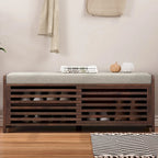 Banc de rangement style persiennes, blanc délavé / expresso / bleu marine / gris / blanc, 1 place