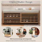 Banc de rangement style persiennes, blanc délavé / expresso / bleu marine / gris / blanc, 1 place