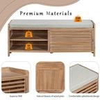 Banc de rangement style persiennes, blanc délavé / expresso / bleu marine / gris / blanc, 1 place