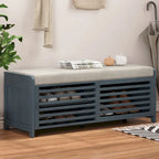 Banc de rangement style persiennes, blanc délavé / expresso / bleu marine / gris / blanc, 1 place