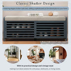 Banc de rangement style persiennes, blanc délavé / expresso / bleu marine / gris / blanc, 1 place