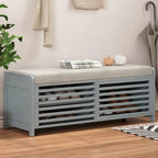 Banc de rangement style persiennes, blanc délavé / expresso / bleu marine / gris / blanc, 1 place