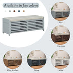 Banc de rangement style persiennes, blanc délavé / expresso / bleu marine / gris / blanc, 1 place