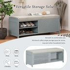 Banc de rangement style persiennes, blanc délavé / expresso / bleu marine / gris / blanc, 1 place