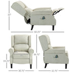 Fauteuil de relaxation massant avec fonction chauffante et repose-pieds, blanc, lin, 1 place