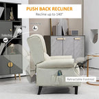 Fauteuil de relaxation massant avec fonction chauffante et repose-pieds, blanc, lin, 1 place