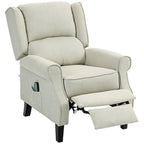 Fauteuil de relaxation massant avec fonction chauffante et repose-pieds, blanc, lin, 1 place