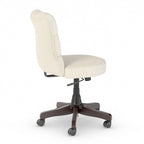 Chaise de bureau capitonnée mi-dossier, tissu crème/camel / cuir gris délavé, sans accoudoirs, 1 personne