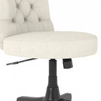 Chaise de bureau capitonnée mi-dossier, tissu crème/camel / cuir gris délavé, sans accoudoirs, 1 personne