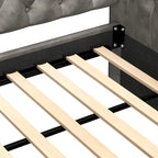 Lit de repos capitonné en velours avec lit gigogne, violet / gris / vert, accoudoirs incurvés, 2 places
