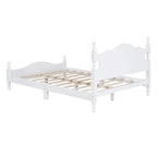 Lit plateforme en bois avec sommier à lattes, blanc/noir, style rétro, double