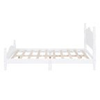 Lit plateforme en bois avec sommier à lattes, blanc/noir, style rétro, double