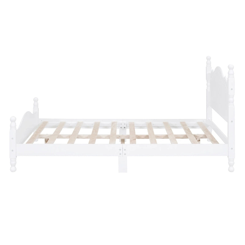 Lit plateforme en bois avec sommier à lattes, blanc/noir, style rétro, double
