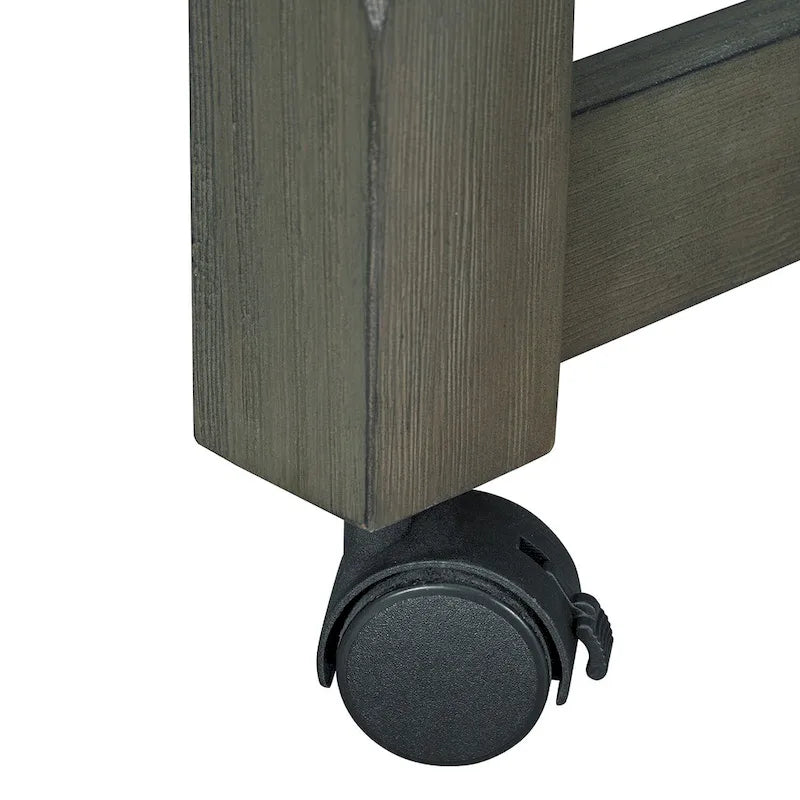 Îlot de cuisine roulant avec plan de travail extensible, 3 tiroirs et prises de courant intégrées, gris, style rétro