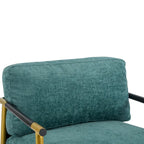 Fauteuil d'appoint moderne, doré et bleu sarcelle, cadre en métal avec accoudoirs en bois, 1 place
