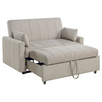 Canapé-Lit Convertible, Latte Ivoire & Noir, Tissu Bouclé, Taille Complète, 2-3 Personnes