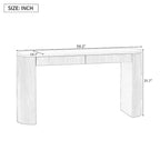 Console table à rayures verticales avec 2 tiroirs, naturel / noir / bleu marine, pieds incurvés, style moderne