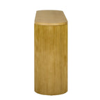 Console table à rayures verticales avec 2 tiroirs, naturel / noir / bleu marine, pieds incurvés, style moderne