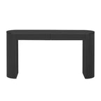 Console table à rayures verticales avec 2 tiroirs, naturel / noir / bleu marine, pieds incurvés, style moderne