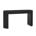 Console table à rayures verticales avec 2 tiroirs, naturel / noir / bleu marine, pieds incurvés, style moderne