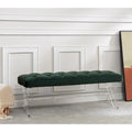 Banc capitonné en velours avec pieds en acrylique, vert forêt / bleu marine / ivoire / gris foncé, 1 à 2 personnes