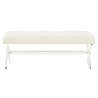Banc capitonné en velours avec pieds en acrylique, vert forêt / bleu marine / ivoire / gris foncé, 1 à 2 personnes