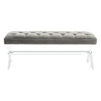 Banc capitonné en velours avec pieds en acrylique, vert forêt / bleu marine / ivoire / gris foncé, 1 à 2 personnes