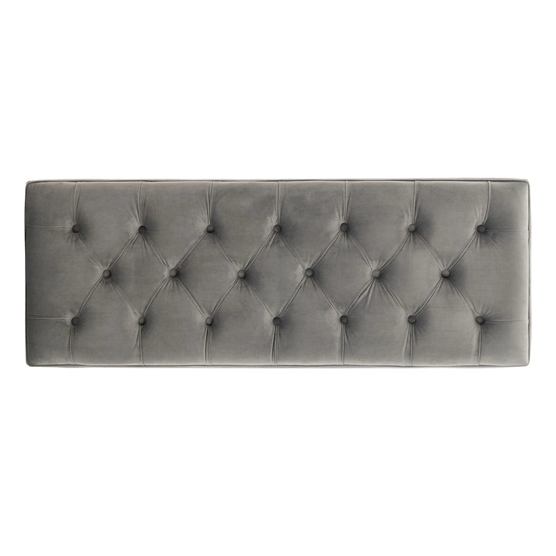 Banc capitonné en velours avec pieds en acrylique, vert forêt / bleu marine / ivoire / gris foncé, 1 à 2 personnes