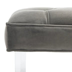 Banc capitonné en velours avec pieds en acrylique, vert forêt / bleu marine / ivoire / gris foncé, 1 à 2 personnes
