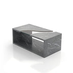 Table basse effet marbre avec insert en verre, blanc/gris, version standard ou LED, salon