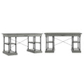 Bureau d'écriture aspect bois avec 4 étagères et tiroir clavier escamotable, Gris / Blanc cassé / Marron / Noir, Style industriel, 1 personne