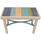 Banc plat en métal peint à la main, style chalet multicolore, nautique, 1-2 personnes