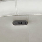Causeuse inclinable électrique en cuir pleine fleur avec console de rangement, 2 places, ivoire/gris