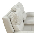 Causeuse inclinable électrique en cuir pleine fleur avec console de rangement, 2 places, ivoire/gris