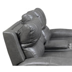 Causeuse inclinable électrique en cuir pleine fleur avec console de rangement, 2 places, ivoire/gris