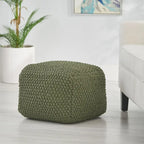 Pouf carré tricoté en coton, Beige / Marine / Gris foncé / Bleu foncé / Marron / Vert, 1 personne