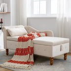 Méridienne en velours avec rangement et oreiller, noir/beige/gris, accoudoir roulé capitonné, 1 personne