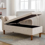 Méridienne en velours avec rangement et oreiller, noir/beige/gris, accoudoir roulé capitonné, 1 personne