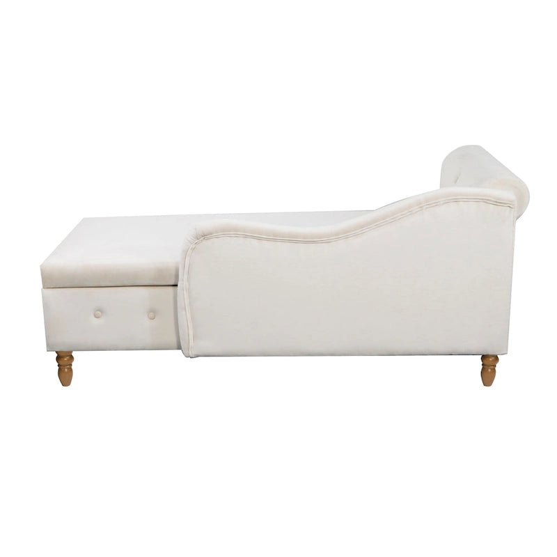 Méridienne en velours avec rangement et oreiller, noir/beige/gris, accoudoir roulé capitonné, 1 personne