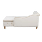 Méridienne en velours avec rangement et oreiller, noir/beige/gris, accoudoir roulé capitonné, 1 personne