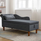 Méridienne en velours avec rangement et oreiller, noir/beige/gris, accoudoir roulé capitonné, 1 personne