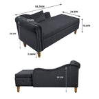 Méridienne en velours avec rangement et oreiller, noir/beige/gris, accoudoir roulé capitonné, 1 personne