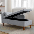 Méridienne en velours avec rangement et oreiller, noir/beige/gris, accoudoir roulé capitonné, 1 personne