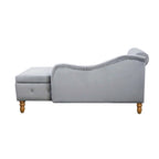 Méridienne en velours avec rangement et oreiller, noir/beige/gris, accoudoir roulé capitonné, 1 personne