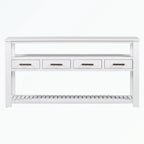 Console en MDF et pin avec 4 tiroirs et 2 étagères, noir/blanc/bleu marine, style classique